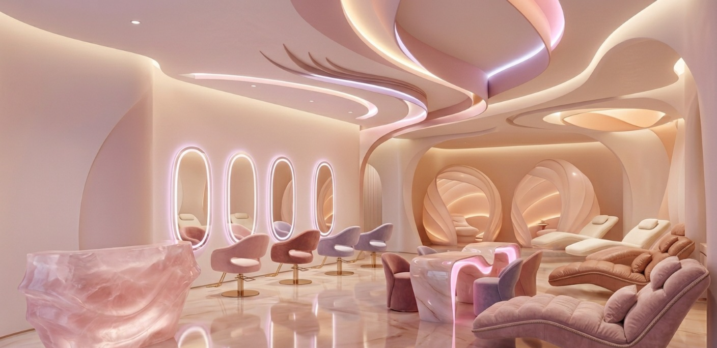 Luxurious resort bar with wooden accents, black chandeliers, and a sleek counter lined with bottles. Cozy tone with plush seating and warm lighting.